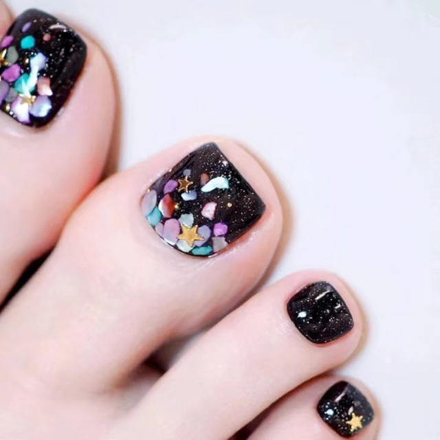 multi colour black pedicure service at nail salon in Newmarket